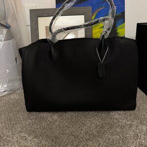 Black Commuter Tote Classic Black Genuine Leather Top-Handle Bag